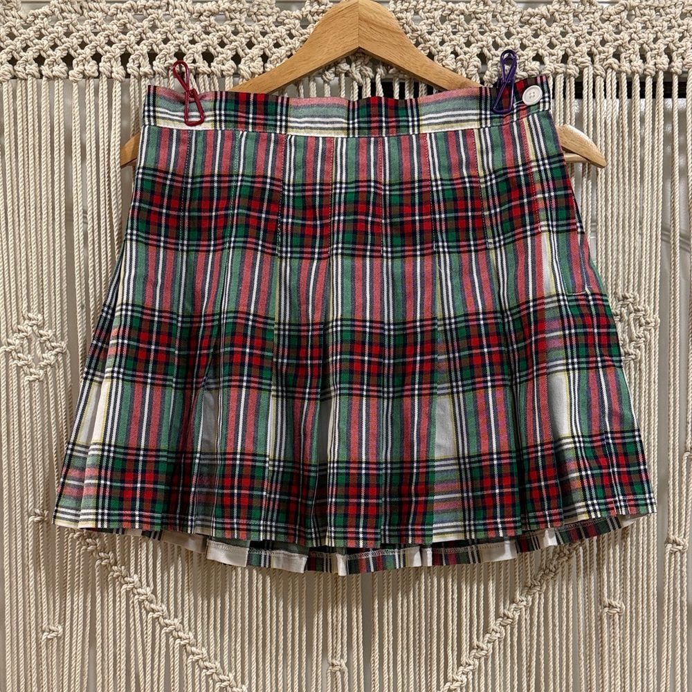 Aerie Pleated Mini Skirt in Red and Green